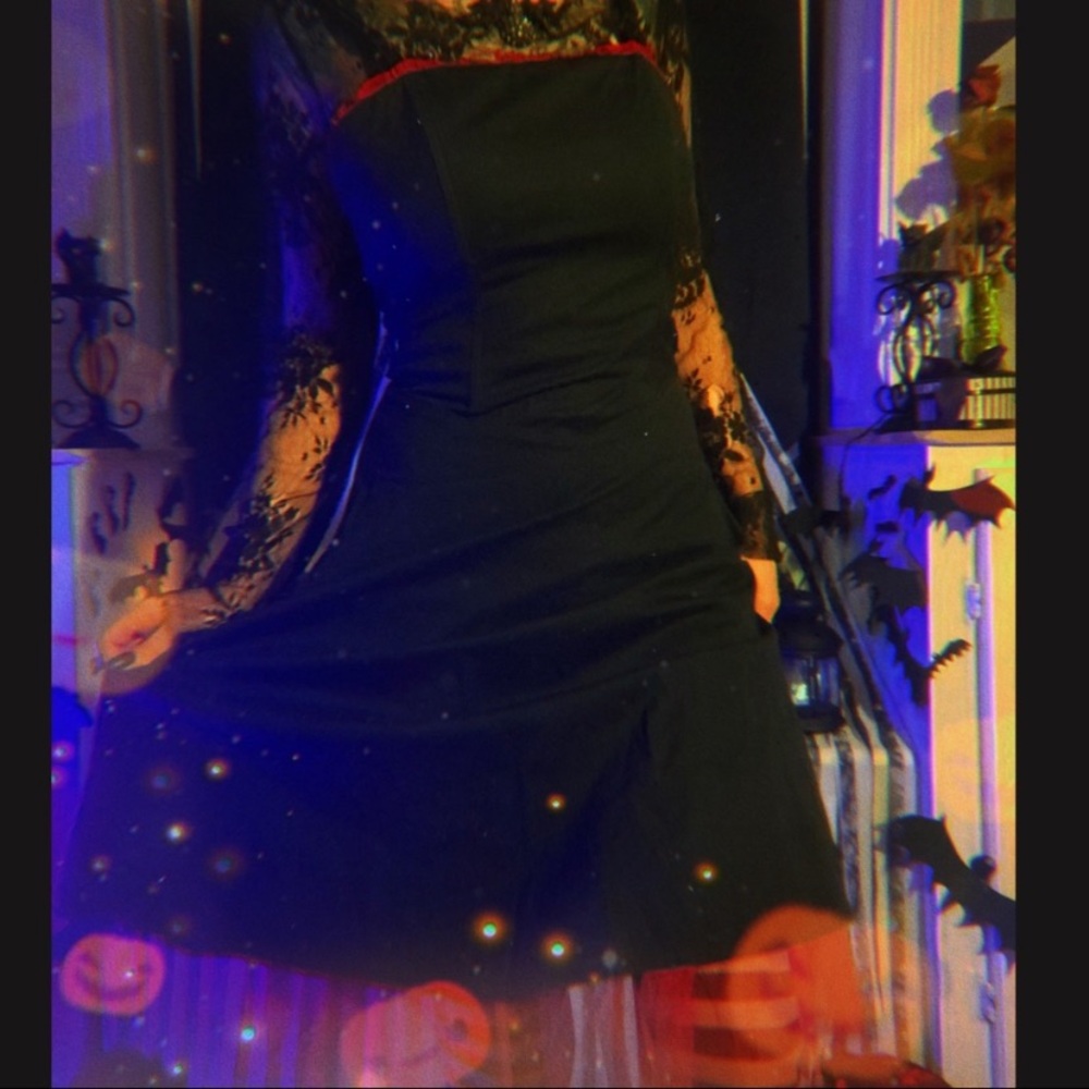 💀SOLD💀Hot Topic black dress with red tulle and detail